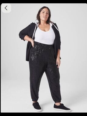 Lane Bryant Pull-On Black Sequin Jogger Pants
